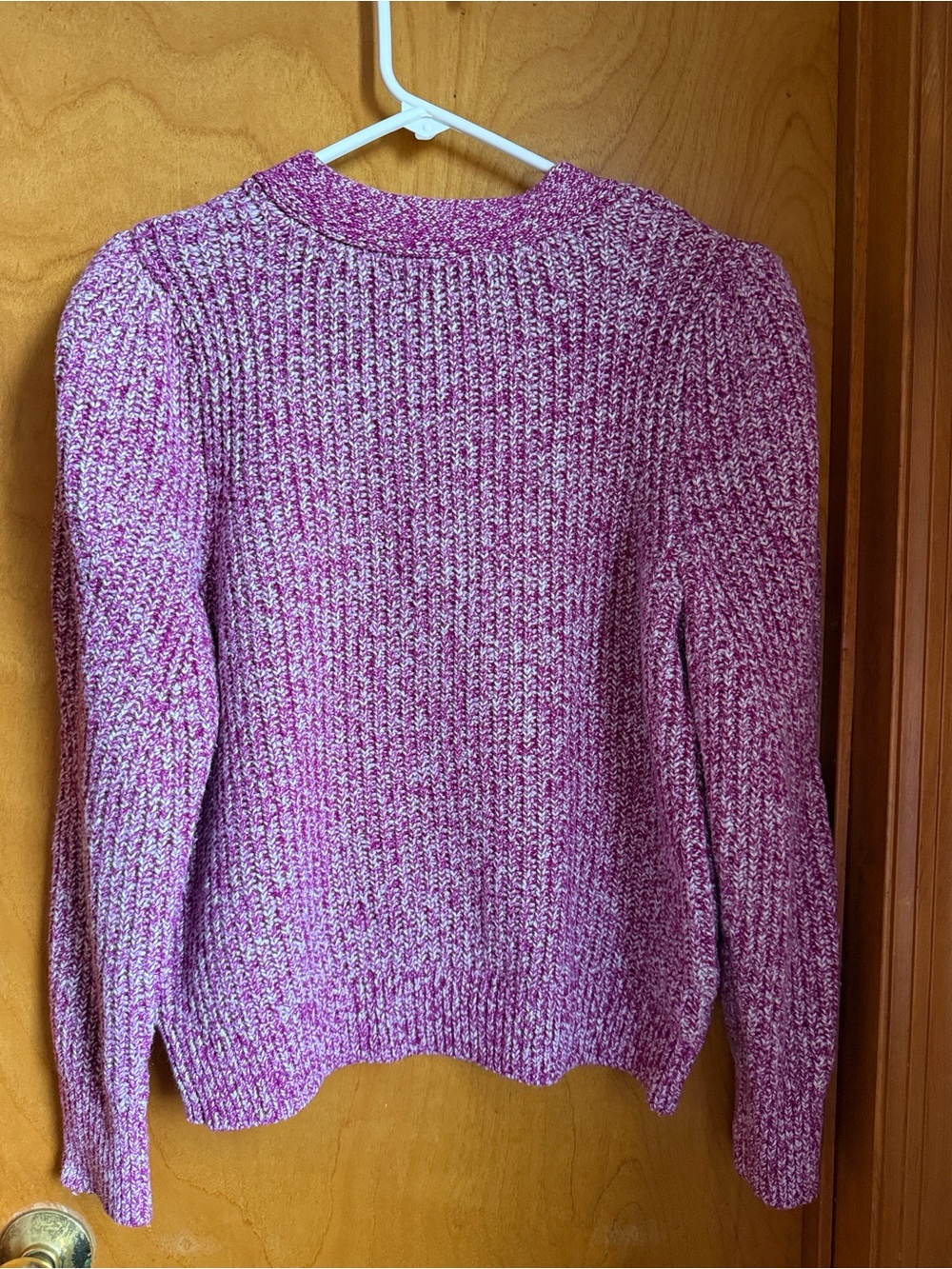 LOFT Marled Pink V-Neck Sweater - Picture 3 of 4